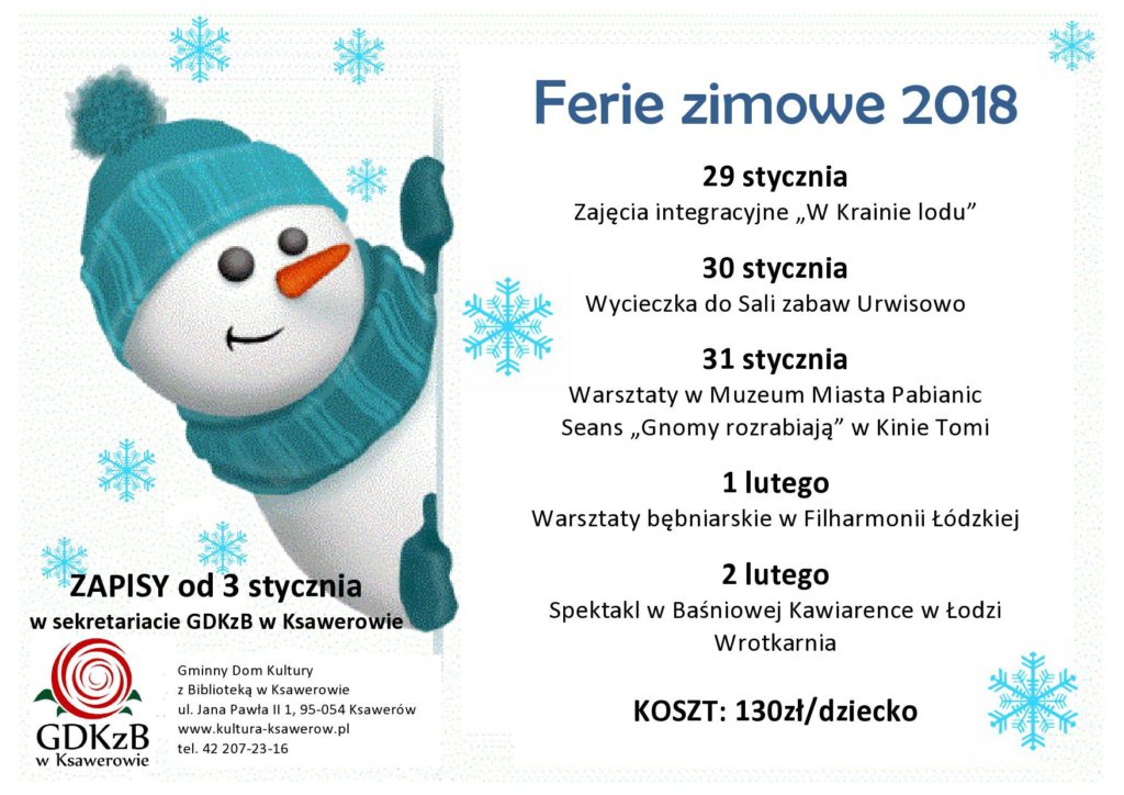 Plakat reklamowy ferie