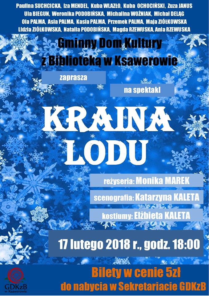 plakat informacyjny, kraina lodu spektakl