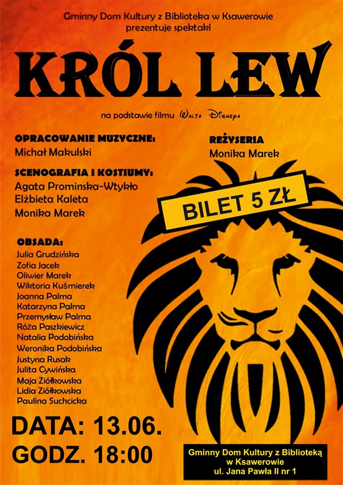 Spektakl król lew, teatr GDKzB 