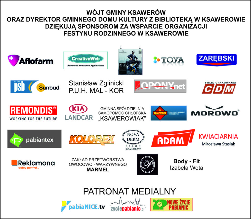 Podziękowania dla sponsorów Festyny Rodzinnego 