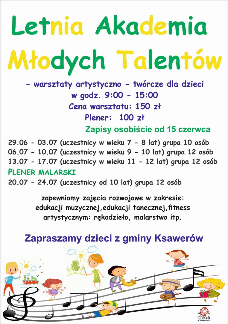Plakat na letnie warsztaty