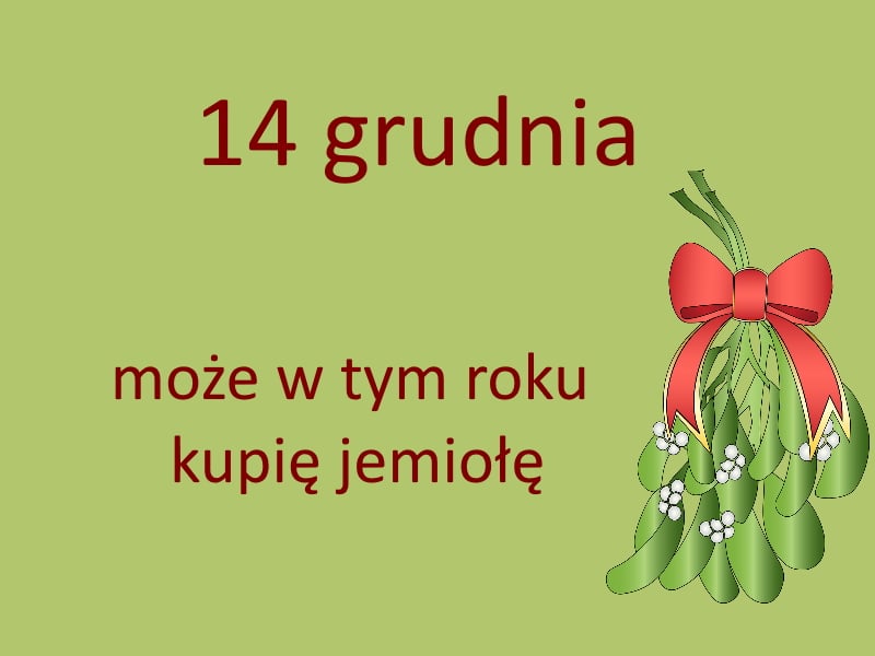 kartka z kalendarza, 14 grudnia, może w tym roku kupię jemiołę