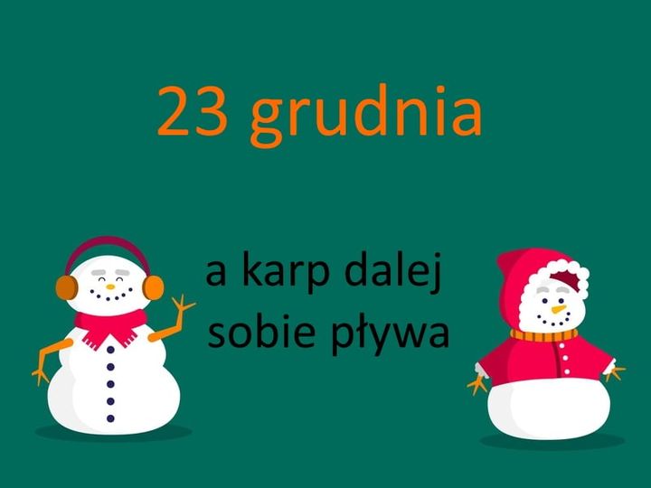 kartka z kalendarza, 23 grudnia, a karp sobie pływa
